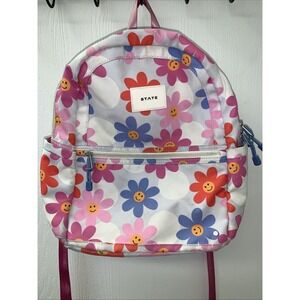 STATE Kids Kane Double Pocket Large Daisies Flowers Backpack Girls Used